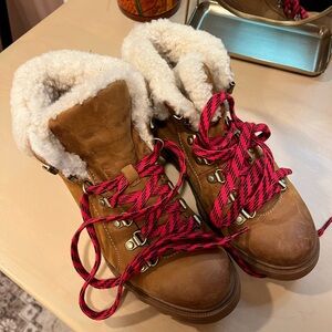 Sorel Brown Boots with Red Laces